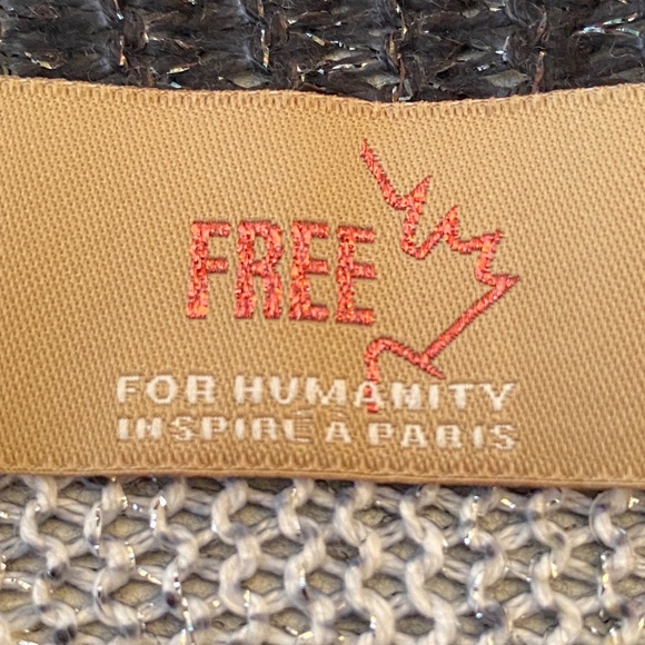 Free For Humanity Oversized Dolman Sleeve Lurex Semi Sheer Top Large - Picture 8 of 13